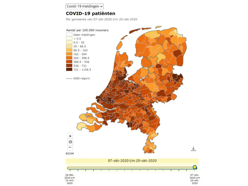 Kaart Nederland Coronavirus - Live Update - Corona-teller.nl