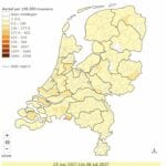 kaart van nederland corona-teller.nl 