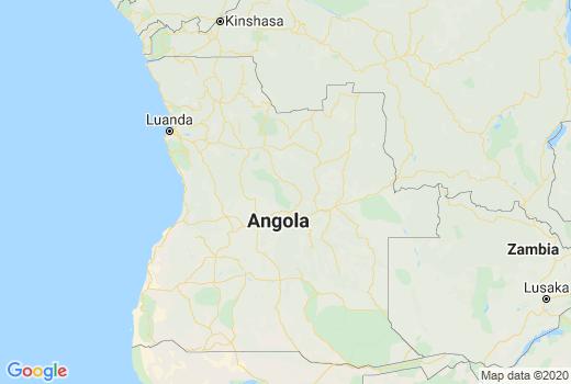 Landkaart Angola aantal inwoners besmet, Corona virus Doden, Reisadvies Angola en lokaal