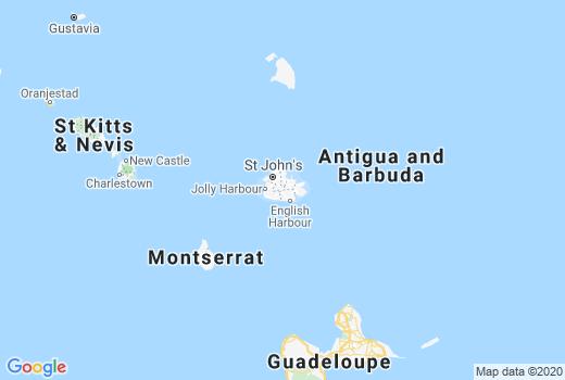 Kaart Antigua en Barbuda aantal besmettingen, Corona virus Doden aantallen, Reisadvies Antigua en Barbuda en informatie