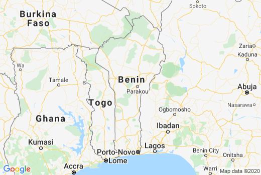 Landkaart Benin aantal besmettingen, Coronavirus Doden, Reisadvies Benin en actueel nieuws