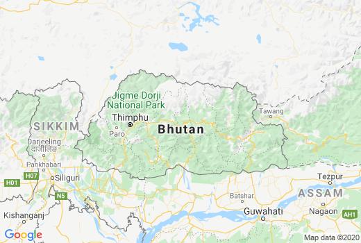Landkaart Bhutan besmettingen, Coronavirus Doden, Reisadvies Bhutan en laatste nieuws