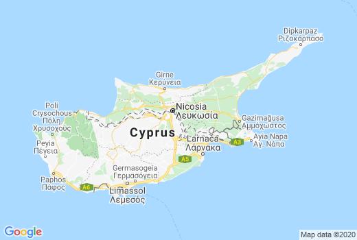 Landkaart Cyprus aantal inwoners besmet, Coronavirus Overledenen, Reisadvies Cyprus en overzicht