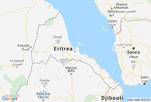 Covid-19 Kaart Eritrea besmettingen, Corona Overledenen, Reisadvies Eritrea en actueel