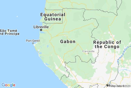 Landkaart Gabon aantal besmettingen, Coronavirus Doden, Reisadvies Gabon en overzicht
