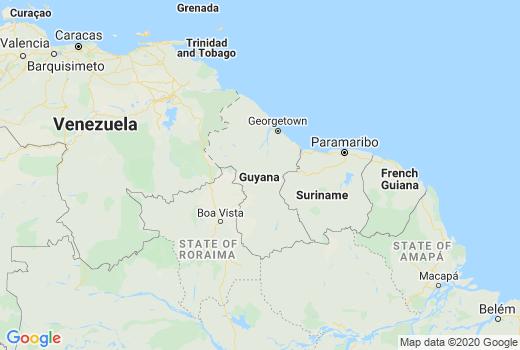 Kaart Guyana aantal inwoners besmet, Corona virus Overledenen, Reisadvies Guyana en Lokaal nieuws