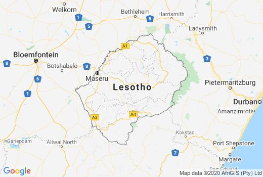 Landkaart Lesotho besmettingen, Coronavirus Aantal overledenen, Reisadvies Lesotho en vandaag