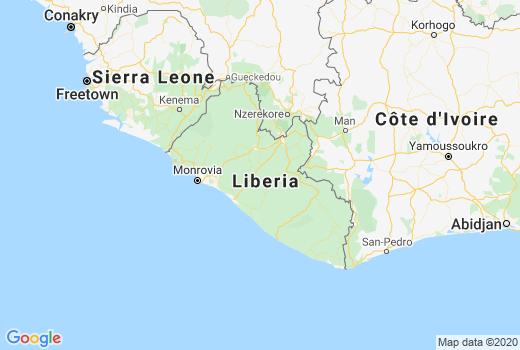 Landkaart Liberia aantal besmettingen, Corona Overledenen, Reisadvies Liberia en regio nieuws