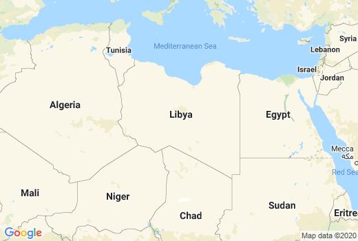 Landkaart Libië aantal inwoners besmet, Corona virus Overledenen, Reisadvies Libië en laatste nieuws
