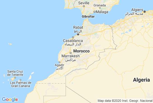 Kaart Marokko aantal inwoners besmet, Corona Doden, Reisadvies Marokko en actueel