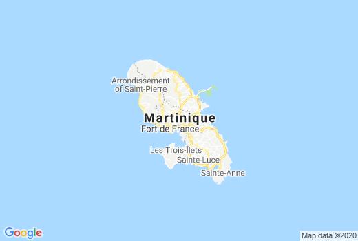 Landkaart Martinique aantal besmettingen, Coronavirus Doden, Reisadvies Martinique en regio nieuws