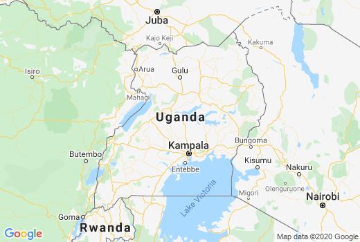 Landkaart Uganda aantal inwoners besmet, Corona virus Doden, Reisadvies Uganda en regio nieuws