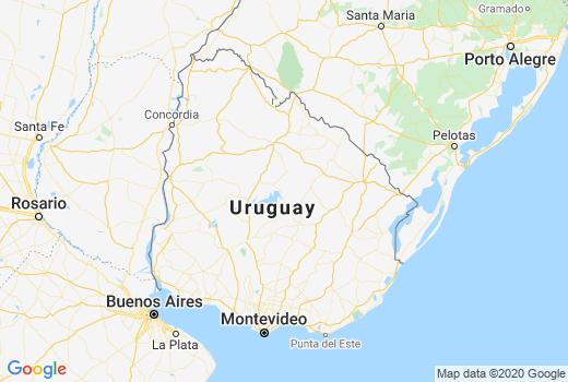 Kaart Uruguay aantal inwoners besmet, Corona Overledenen, Reisadvies Uruguay en live updates