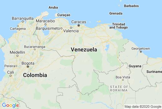 Landkaart Venezuela aantal inwoners besmet, Corona virus Overledenen, Reisadvies Venezuela en laatste nieuws