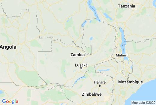 Landkaart Zambia aantal inwoners besmet, Corona virus Doden, Reisadvies Zambia en lokaal