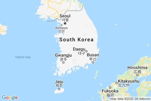 Landkaart Zuid Korea besmettingen, Corona virus Doden, Reisadvies Zuid Korea en lokaal