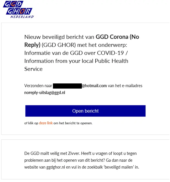 GGD stuurt beveiligde mail vóór bron- en contactonderzoek 1