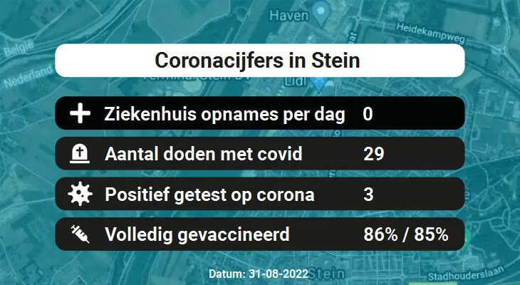Coronavirus in Stein Kaart, Aantal besmettingen en het lokale Nieuws