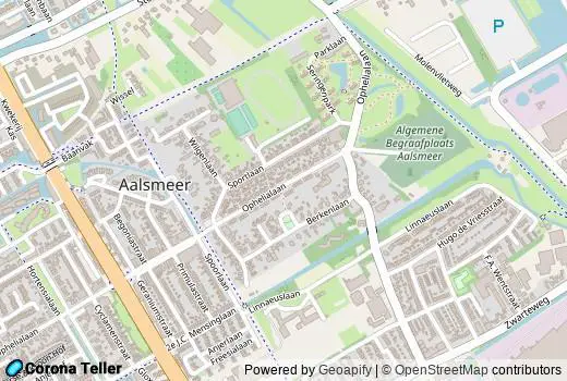 Plattegrond met aantal inwoners Aalsmeer Nederland