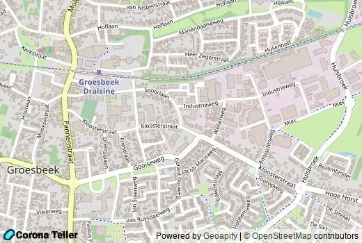 Plattegrond met aantal inwoners Groesbeek Nederland