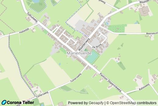 Plattegrond besmettingen in Mariënvelde Nederland