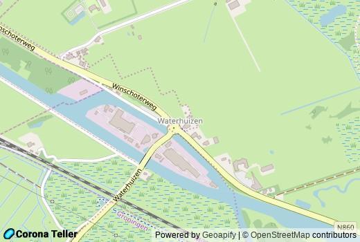 Plattegrond besmettingen in Waterhuizen Nederland